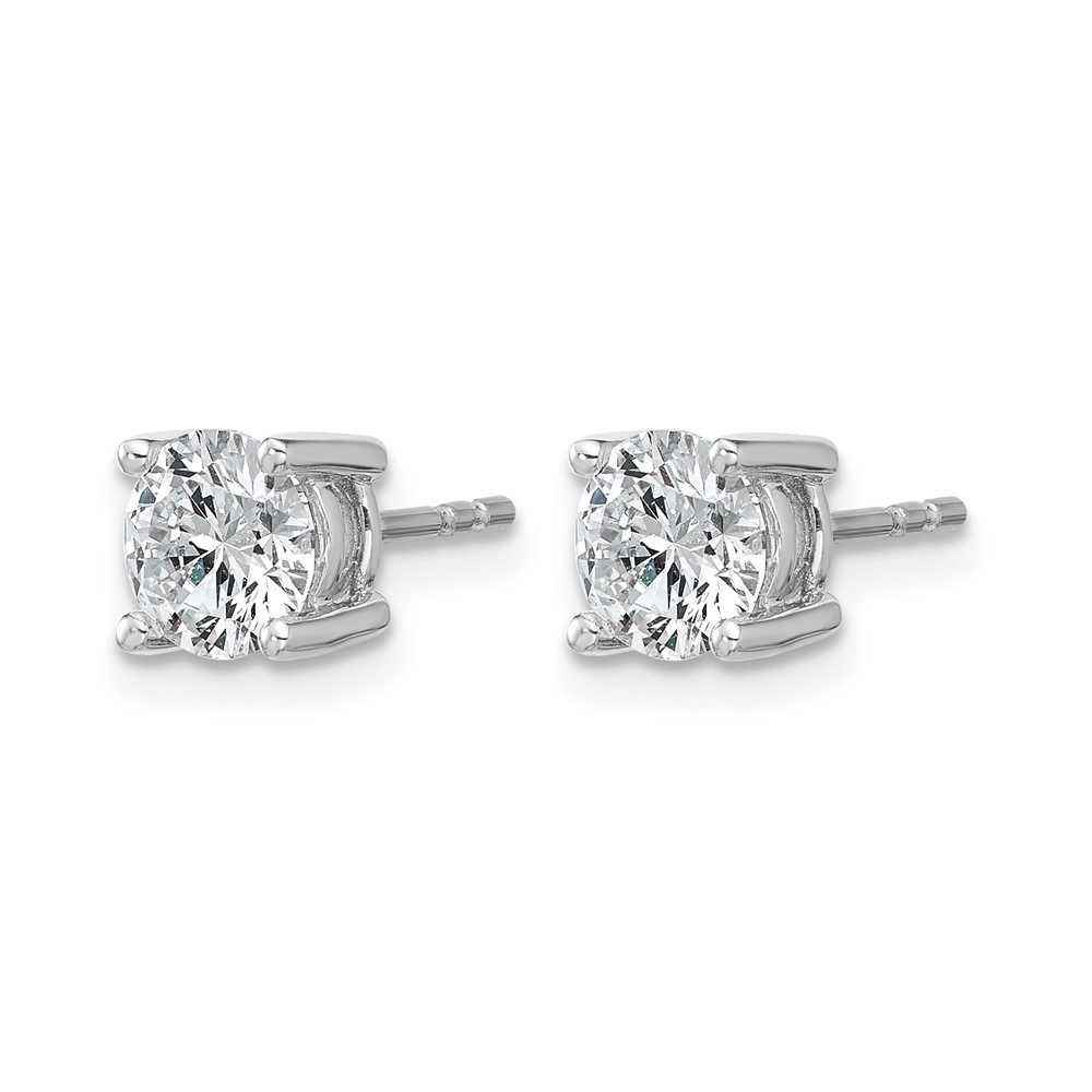 14k White Gold 1 1/2 carat Lab Grown Diamond VS+ F+ Round Complete Four Prong Heavyweight Stud Earrings (EM1006-150-WLD)