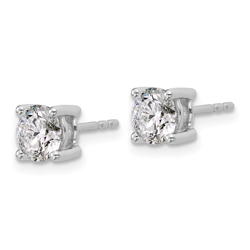 14k White Gold 1 1/2 ctw Lab Grown Diamond VS+ F+ Round 4 Prong Heavy Wt. Stud Earrings