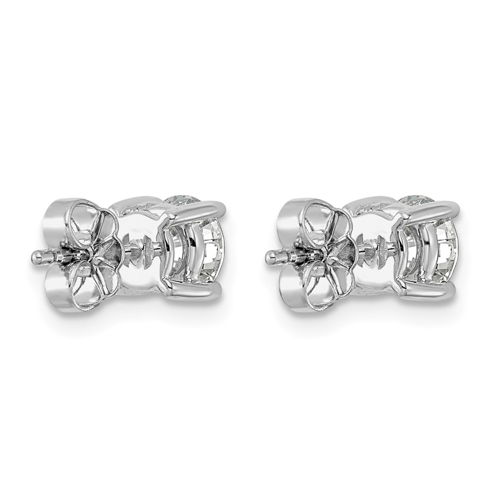 14k White Gold 1 1/2 carat Lab Grown Diamond VS+ F+ Round Complete Four Prong Heavyweight Stud Earrings (EM1006-150-WLD)