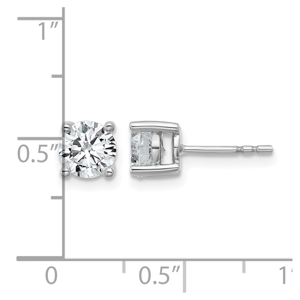 14k White Gold 1 1/2 carat Lab Grown Diamond VS+ F+ Round Complete Four Prong Heavyweight Stud Earrings (EM1006-150-WLD)