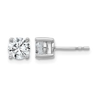 14K White Gold 1.50 Carat Certified Lab Grown Diamond VS+ F+ Round Complete Four Prong Lightweight Stud Earrings view 1