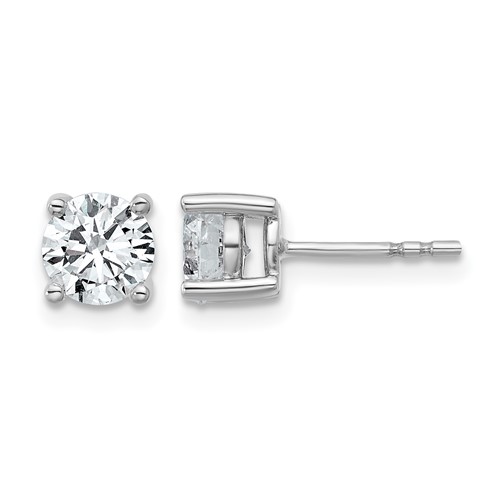 14K White Gold 1.50 Carat Certified Lab Grown Diamond VS SI+ G+ Round Complete Four Prong Lightweight Stud Earrings