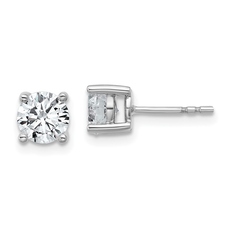 14k White Gold 1 1/2 ctw Lab Grown Diamond VS+ F+ Round 4 Prong Heavy Wt. Stud Earrings