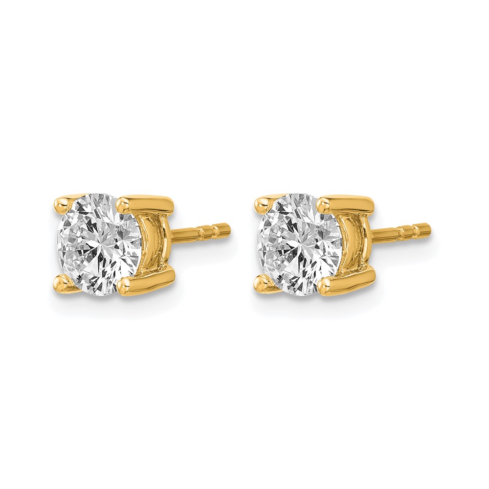 14k 1 1/2 carat Certified Lab Grown Diamond VS/SI+ G+ Round Complete Four Prong Heavyweight Stud Earrings (EM1006-150C-LG)