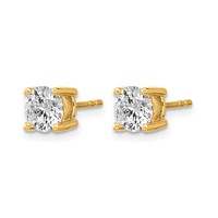 14K Yellow Gold 1.50 Carat Lab Grown Diamond VS SI+ G+ Round Complete Four Prong Heavyweight Stud Earrings view 2