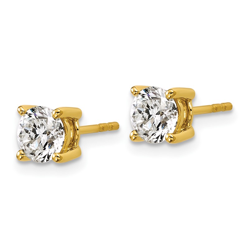 14k Yellow Gold 1 1/2 ctw Certified Lab Grown Diamond VS/SI+ G+ Round 4 Prong Heavy Wt. Stud Earrings