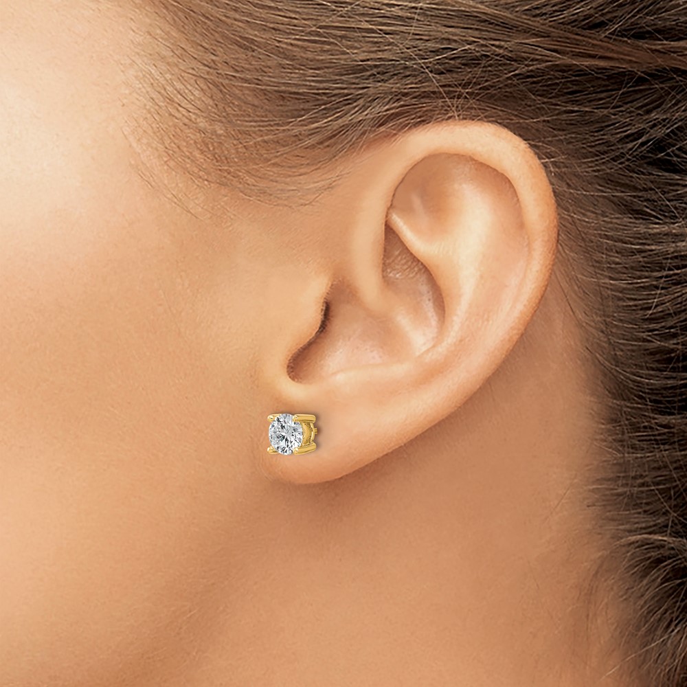 14k 1 1/2 carat Certified Lab Grown Diamond VS/SI+ G+ Round Complete Four Prong Heavyweight Stud Earrings (EM1006-150C-LG)
