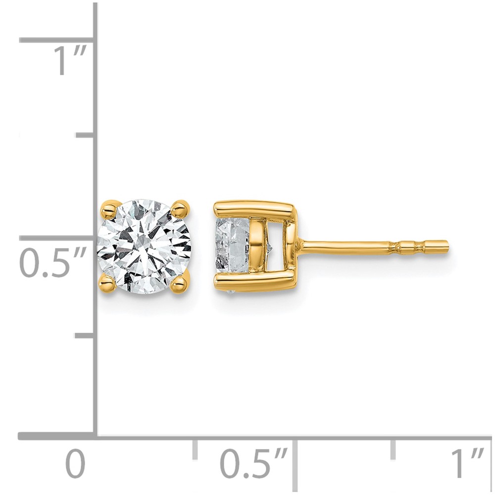 14k 1 1/2 carat Certified Lab Grown Diamond VS/SI+ G+ Round Complete Four Prong Heavyweight Stud Earrings (EM1006-150C-LG)