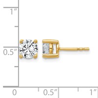 14K Yellow Gold 1.50 Carat Lab Grown Diamond VS SI+ G+ Round Complete Four Prong Heavyweight Stud Earrings view 5