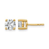14K Yellow Gold 1.50 Carat Certified Lab Grown Diamond VS SI+ G+ Round Complete Four Prong Lightweight Stud Earrings view 1