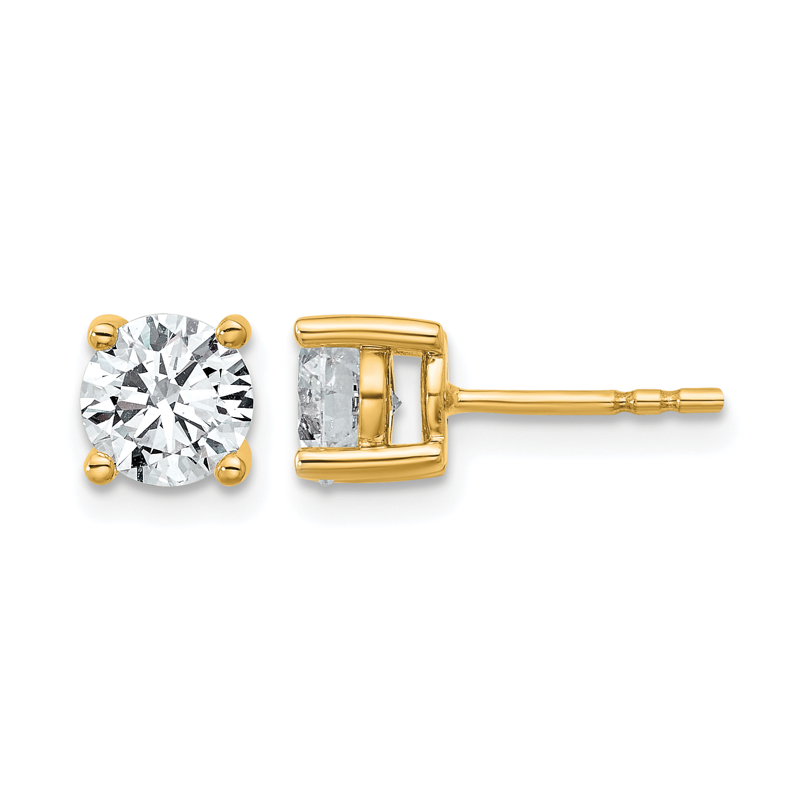 14k 1 1/2 carat Certified Lab Grown Diamond VS+ F+ Round Complete Four Prong Heavyweight Stud Earrings (EM1006-150C-LD)
