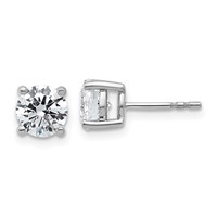 10K White Gold 2 Carat Certified Lab Grown Diamond VS SI+ G+ Round Complete Four Prong Stud Earrings view 1