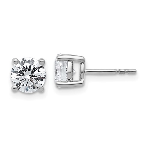 10K White Gold 2 Carat Certified Lab Grown Diamond VS SI+ G+ Round Complete Four Prong Stud Earrings
