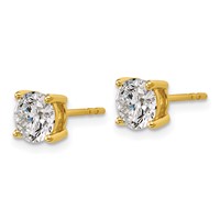 10K Yellow Gold 2 Carat Certified Lab Grown Diamond VS SI+ G+ Round Complete Four Prong Stud Earrings view 2