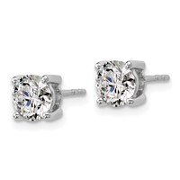 18K White Gold 2 Carat Certified Lab Grown Diamond VS+ F+ Round Complete Four Prong Stud Earrings view 2