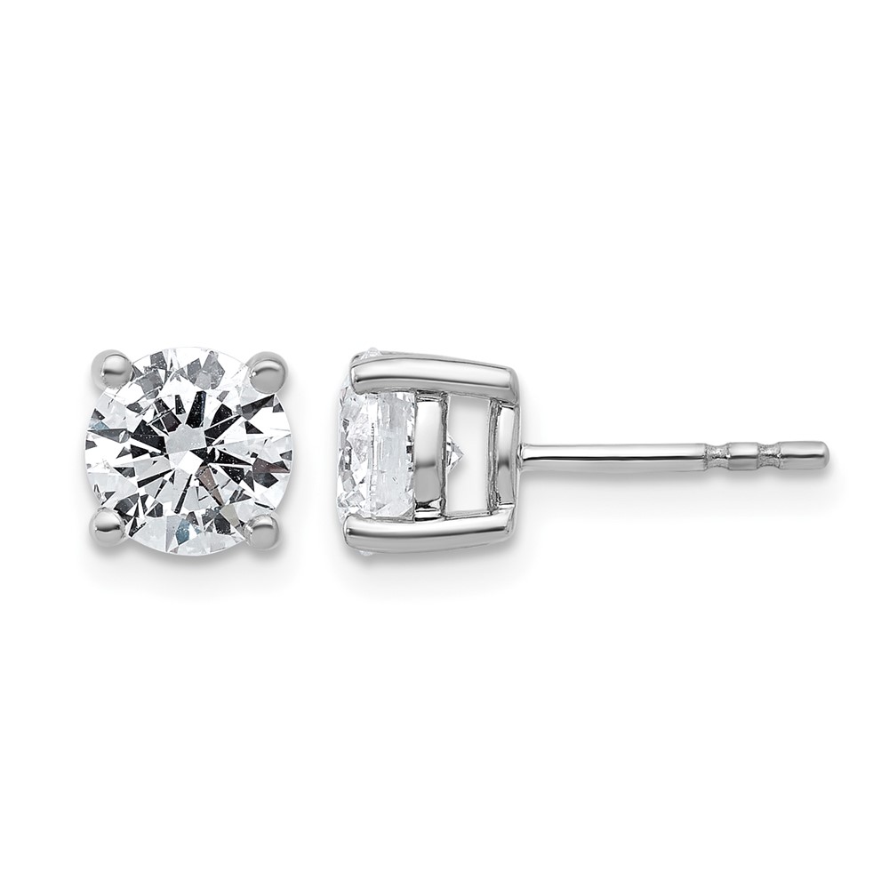 18K White Gold 2 Carat Certified Lab Grown Diamond VS+ F+ Round Complete Four Prong Stud Earrings