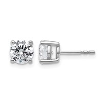 18K White Gold 2 Carat Certified Lab Grown Diamond VS+ F+ Round Complete Four Prong Stud Earrings view 1