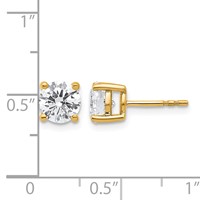 18K Yellow Gold 2 Carat Lab Grown Diamond VS+ F+ Round Complete Four Prong Stud Earrings view 5