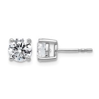 Platinum 2 Carat Lab Grown Diamond VS+ F+ Round Complete Four Prong Stud Earrings view 1