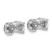 Sterling Silver Rhodium-plated 2 Carat Lab Grown Diamond VS SI+ G+ Round Complete Four Prong Stud Earrings view 3