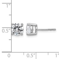 Sterling Silver Rhodium-plated 2 Carat Lab Grown Diamond VS SI+ G+ Round Complete Four Prong Stud Earrings view 5