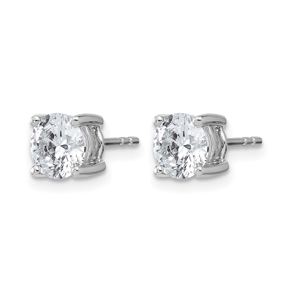 14k White Gold 2 carat Lab Grown Diamond VS/SI+ G+ Round Complete Four Prong Heavyweight Stud Earrings (EM1006-200-WLG)