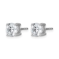 14K White Gold 2 Carat Certified Lab Grown Diamond VS SI+ G+ Round Complete Four Prong Lightweight Stud Earrings view 2