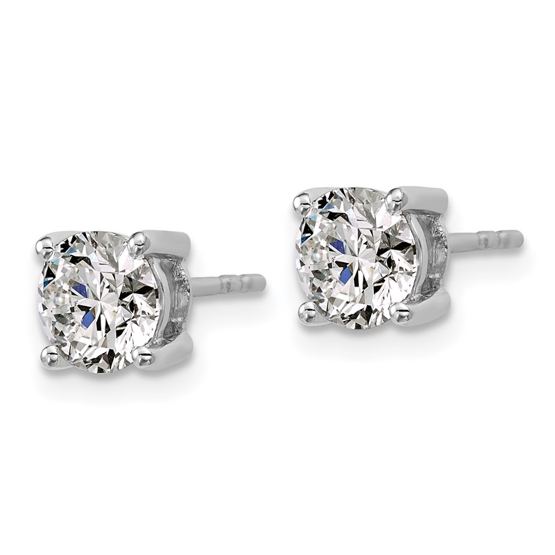 14k White Gold 2 ctw Lab Grown Diamond VS+ F+ Round 4 Prong Heavy Wt. Stud Earrings