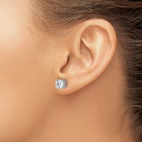 14K White Gold 2 Carat Lab Grown Diamond VS+ F+ Round Complete Four Prong Heavyweight Stud Earrings view 3