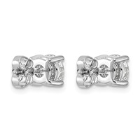 14K White Gold 2 Carat Certified Lab Grown Diamond VS SI+ G+ Round Complete Four Prong Lightweight Stud Earrings view 3