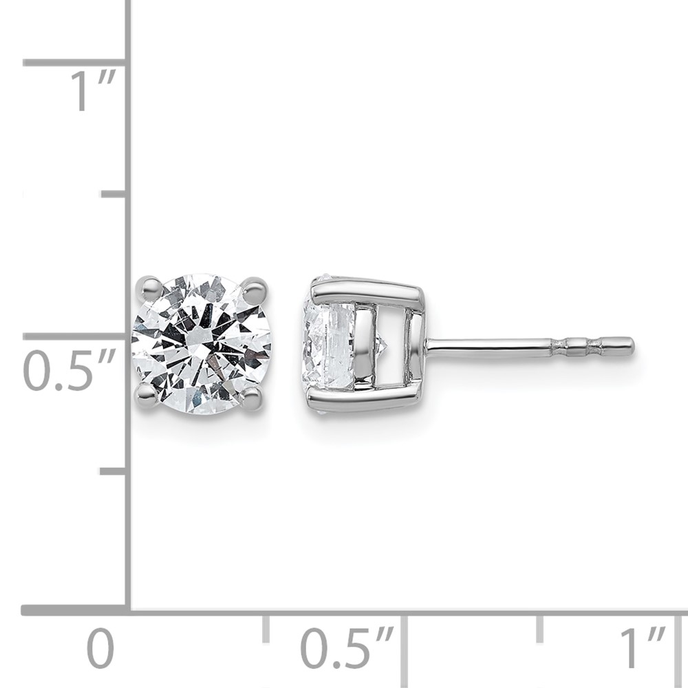 14k White Gold 2 carat Lab Grown Diamond VS/SI+ G+ Round Complete Four Prong Heavyweight Stud Earrings (EM1006-200-WLG)