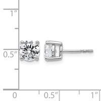 14K White Gold 2 Carat Certified Lab Grown Diamond VS SI+ G+ Round Complete Four Prong Lightweight Stud Earrings view 4