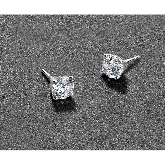 10k White Gold Round 4-Prong 1.00ct. Diamond Stud Earrings