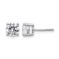 14K White Gold 2 Carat Certified Lab Grown Diamond VS SI+ G+ Round Complete Four Prong Lightweight Stud Earrings view 1