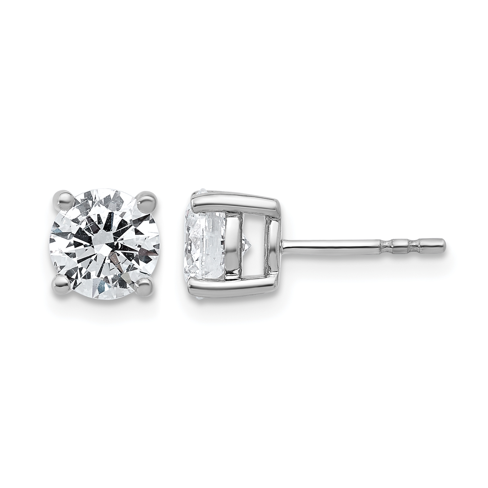 14k White Gold 2 carat Certified Lab Grown Diamond VS+ F+ Round Complete Four Prong Heavyweight Stud Earrings (EM1006-200C-WLD)