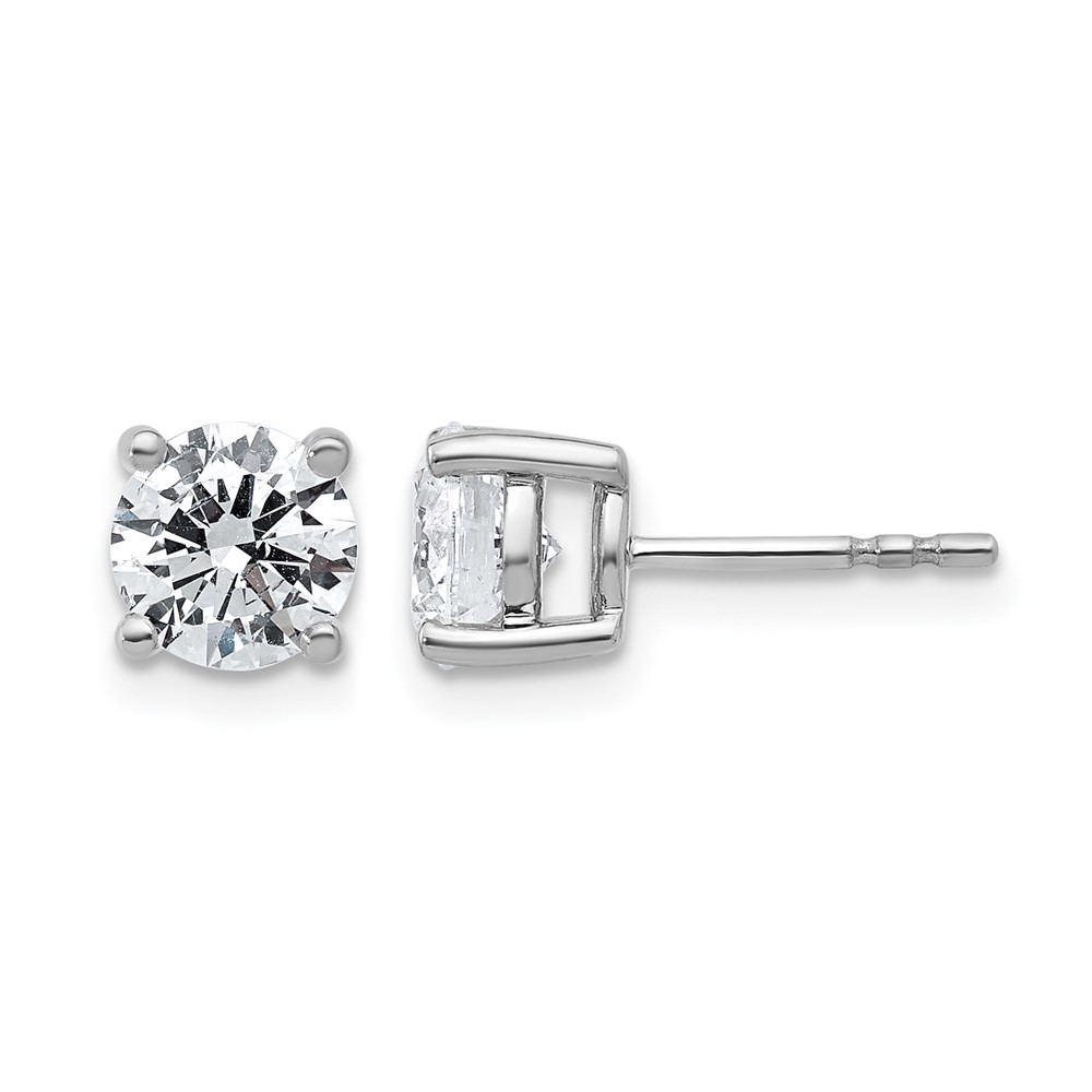 14k White Gold 2 carat Certified Lab Grown Diamond VS+ F+ Round Complete Four Prong Heavyweight Stud Earrings (EM1006-200C-WLD)