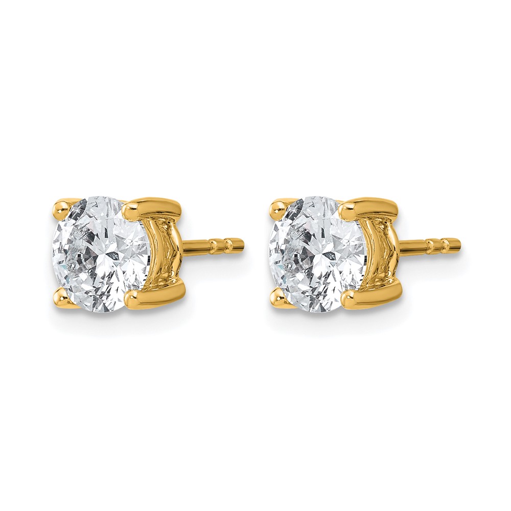 14k 2 carat Certified Lab Grown Diamond VS/SI+ G+ Round Complete Four Prong Heavyweight Stud Earrings (EM1006-200C-LG)