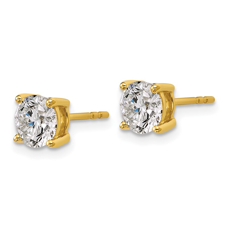 14k Yellow Gold 2 ctw Lab Grown Diamond VS/SI+ G+ Round 4 Prong Heavy Wt. Stud Earrings