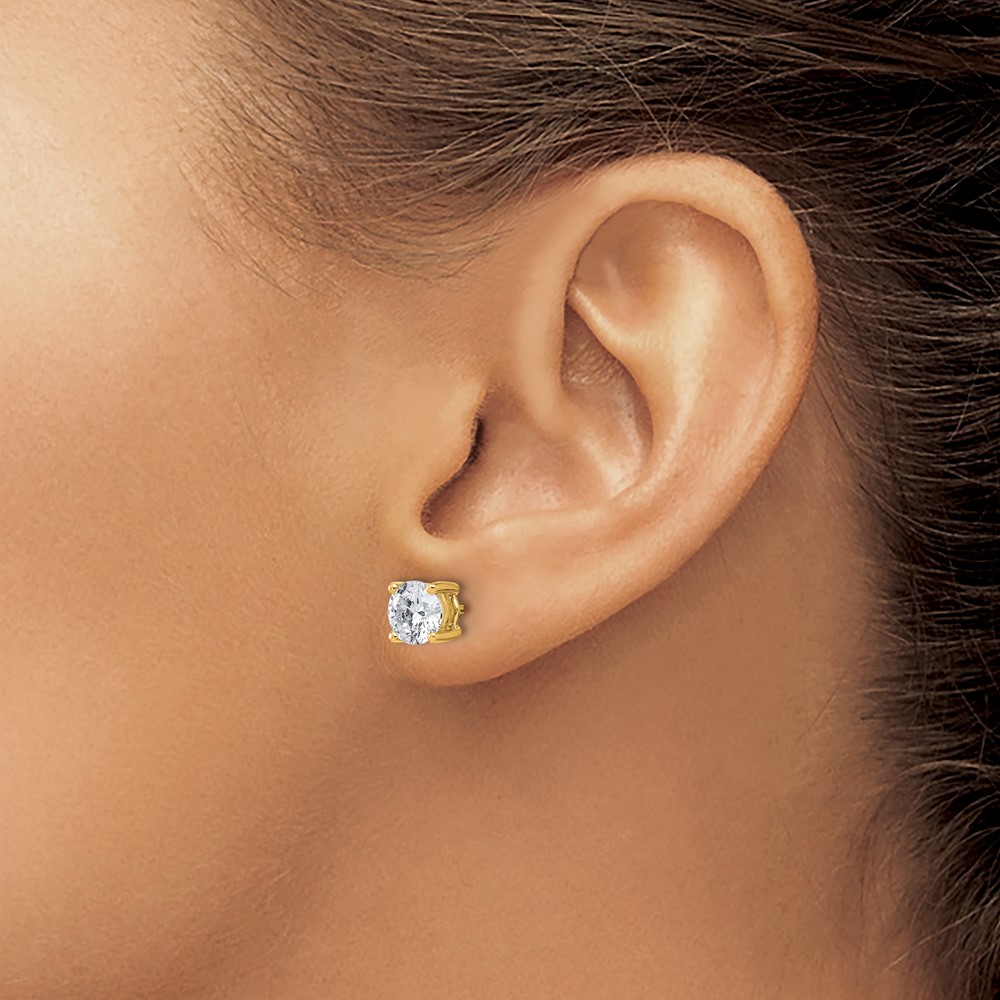 14k 2 carat Certified Lab Grown Diamond VS/SI+ G+ Round Complete Four Prong Heavyweight Stud Earrings (EM1006-200C-LG)