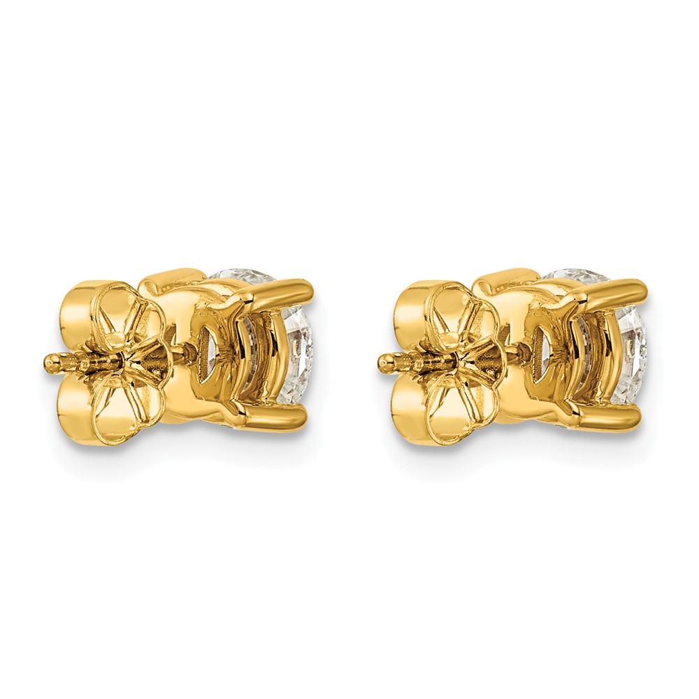 14k 2 carat Certified Lab Grown Diamond VS/SI+ G+ Round Complete Four Prong Heavyweight Stud Earrings (EM1006-200C-LG)