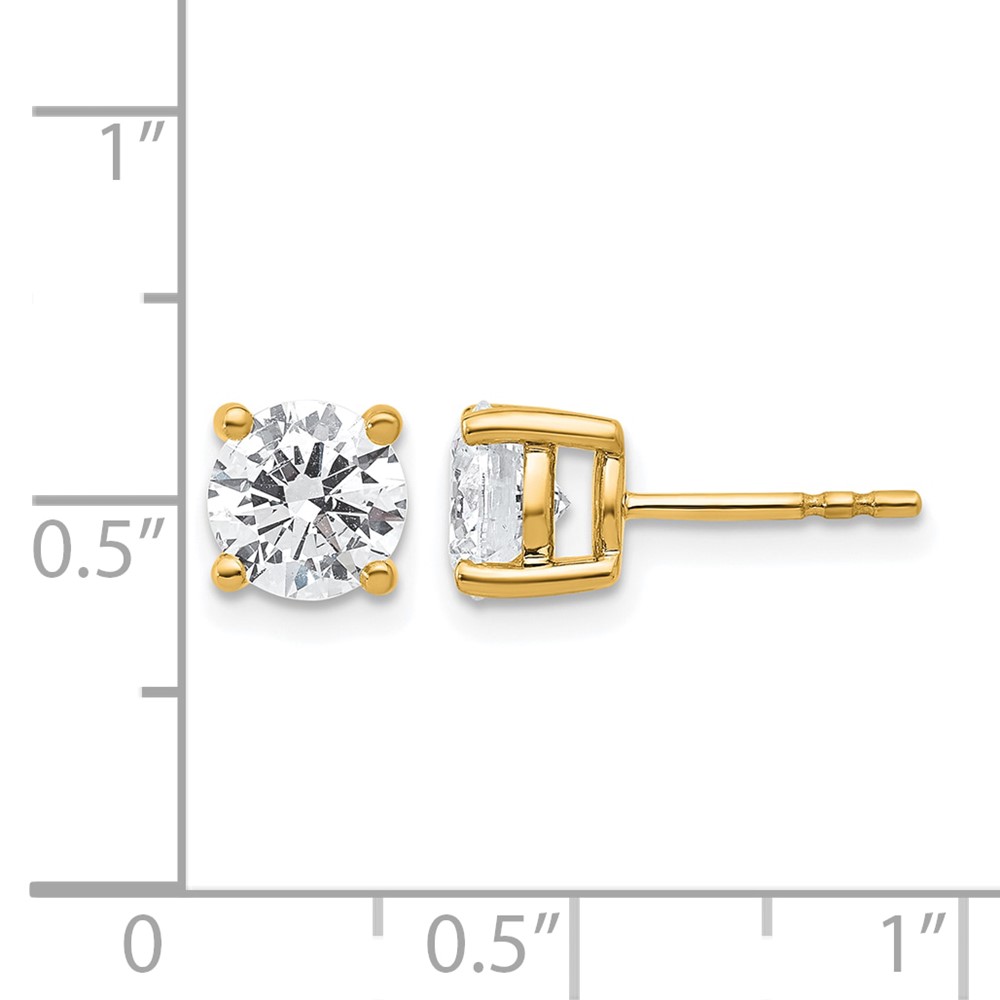 14k 2 carat Certified Lab Grown Diamond VS/SI+ G+ Round Complete Four Prong Heavyweight Stud Earrings (EM1006-200C-LG)