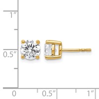 14K Yellow Gold 2 Carat Certified Lab Grown Diamond VS SI+ G+ Round Complete Four Prong Lightweight Stud Earrings view 4