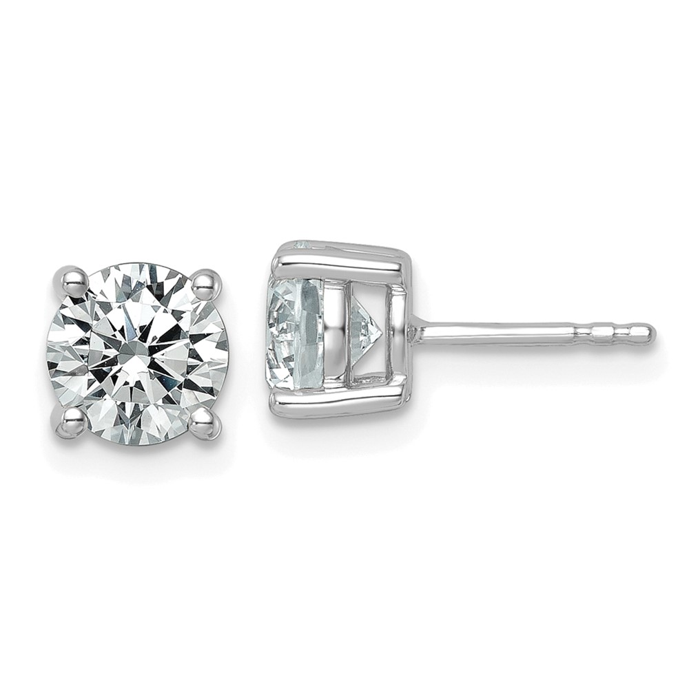 10K White Gold 2.50 Carat Lab Grown Diamond VS SI+ G+ Round Complete Four Prong Stud Earrings
