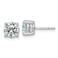 10K White Gold 2.50 Carat Lab Grown Diamond VS SI+ G+ Round Complete Four Prong Stud Earrings view 1