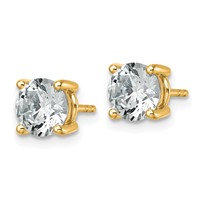 10K Yellow Gold 2.50 Carat Lab Grown Diamond VS SI+ G+ Round Complete Four Prong Stud Earrings view 2