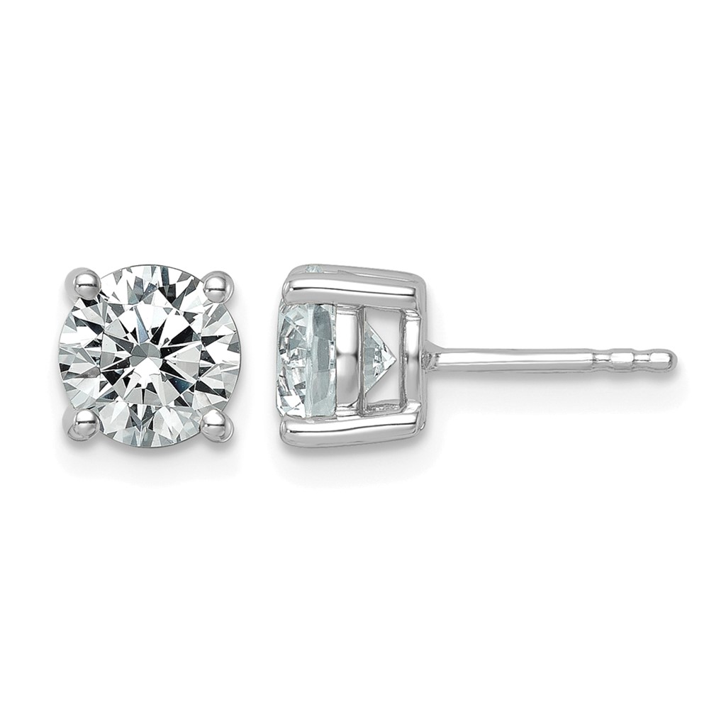 18K White Gold 2.50 Carat Lab Grown Diamond VS+ F+ Round Complete Four Prong Stud Earrings