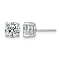 18K White Gold 2.50 Carat Lab Grown Diamond VS+ F+ Round Complete Four Prong Stud Earrings view 1