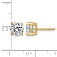 18K Yellow Gold 2.50 Carat Lab Grown Diamond VS+ F+ Round Complete Four Prong Stud Earrings view 5