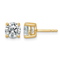 18K Yellow Gold 2.50 Carat Lab Grown Diamond VS+ F+ Round Complete Four Prong Stud Earrings view 1