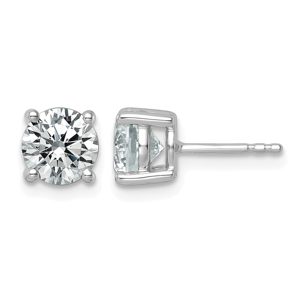 Platinum 2.50 Carat Lab Grown Diamond VS+ F+ Round Complete Four Prong Stud Earrings